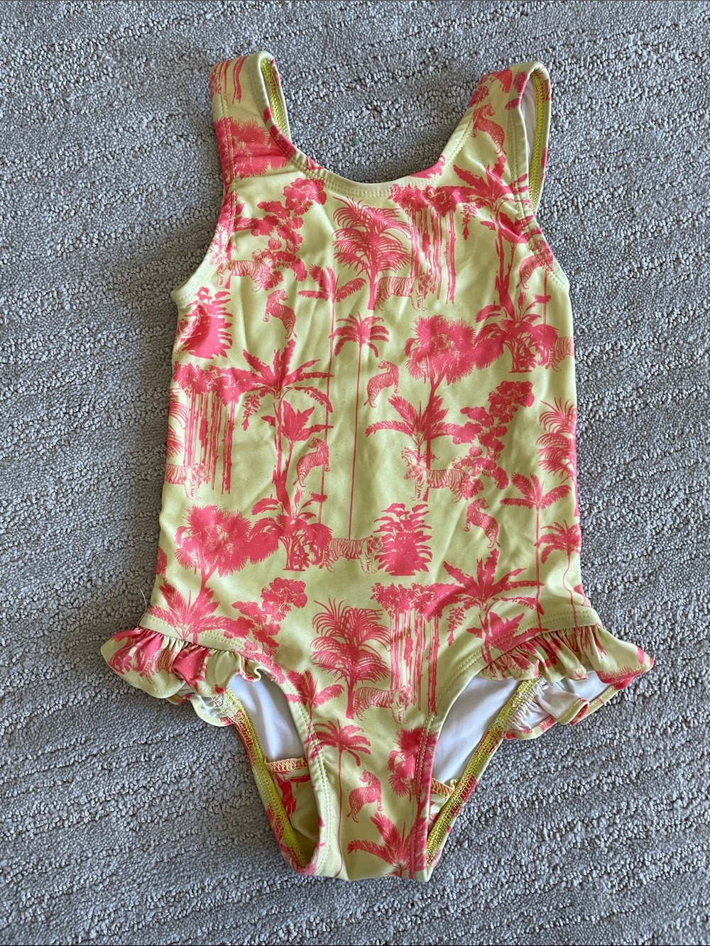 *5 for $20* 4T Kate Quinn jungle one piece ruffle leg swimsuit